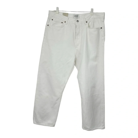AGOLDE '90s Mid-Rise Straight-Leg Loose Crop Jeans in off white NWT - Picture 5 of 11